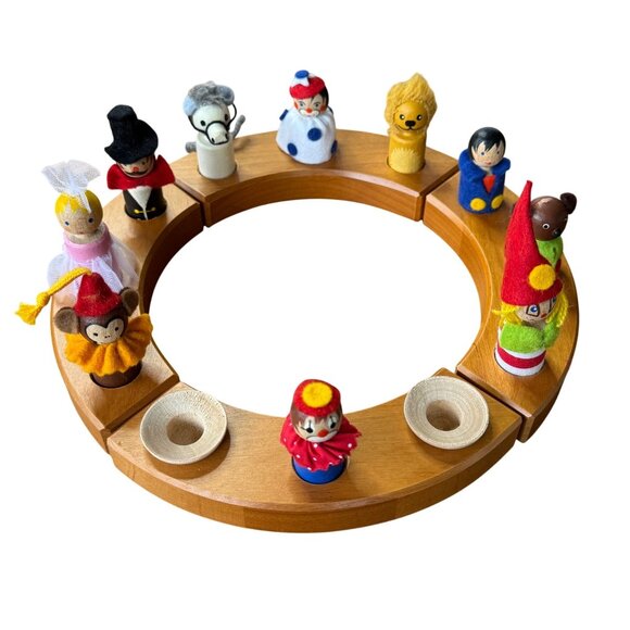 KATHE KRUSE Circus Birthday Ring Set 12 Animal Toys Original Box Cherry Wood - Picture 1 of 13
